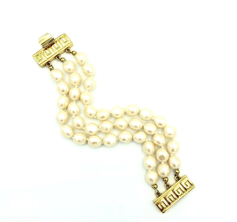 Givenchy Layered Pearl Logo Vintage Bracelet - 24 Wishes Vintage Jewelry