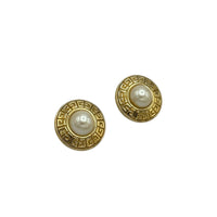 EarringsGivenchy Round Logo Faux Pearl Pierced Vintage Earrings