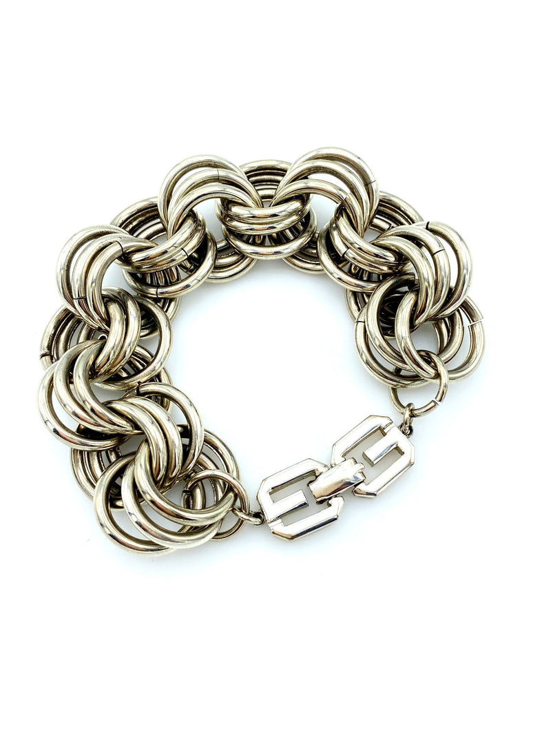 Givenchy Silver Three Link Stacking Chain Vintage Bracelet - 24 Wishes Vintage Jewelry