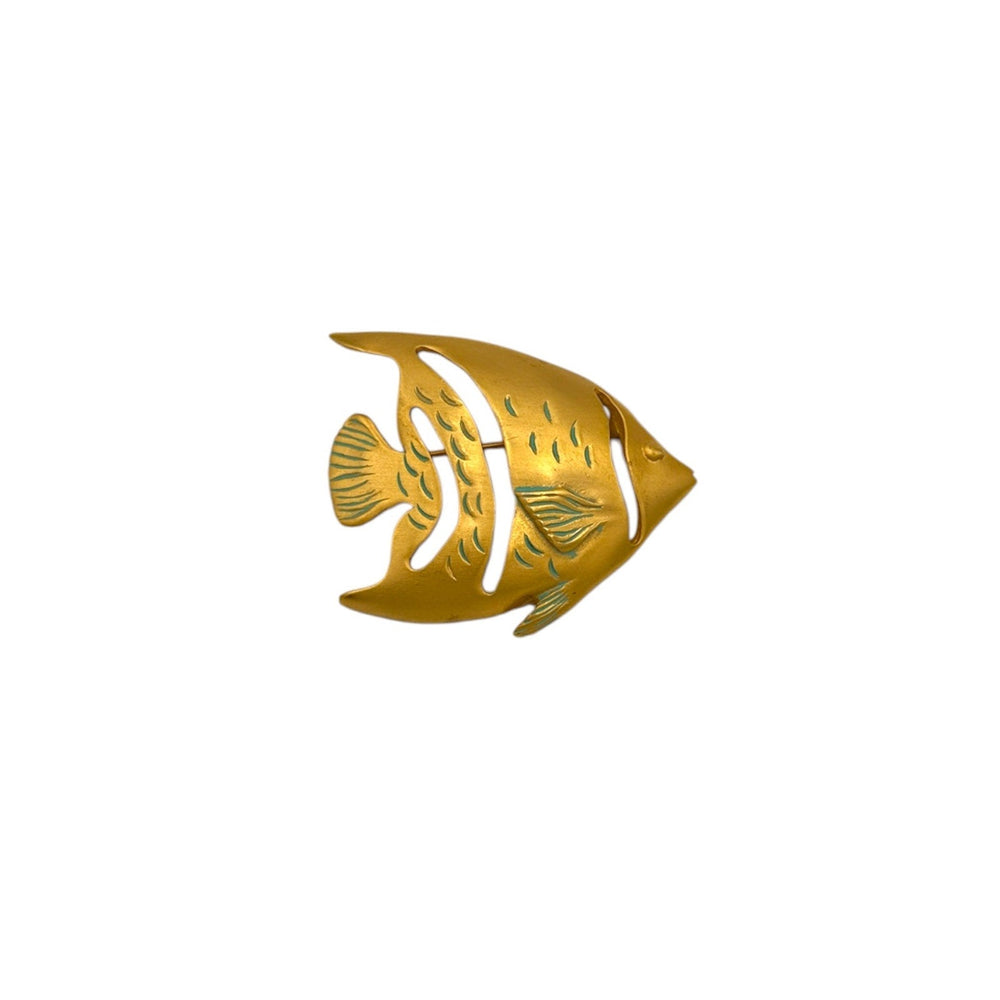 Brooches & PinsGivenchy Vintage Angel Fish Pin Brooch Brushed Gold Large Pin