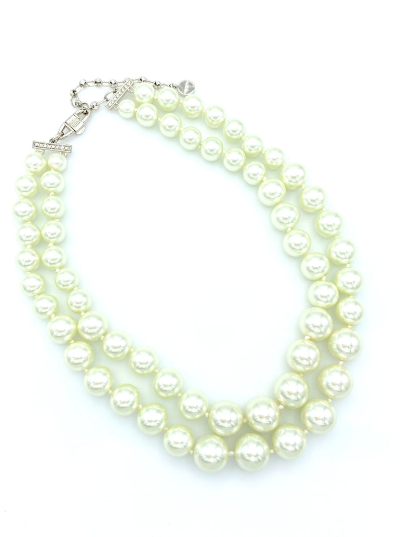 Givenchy White Pearls Double Strand Pearl Necklace - 24 Wishes Vintage Jewelry