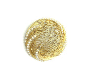 Gold Abstract Web Pearl BSK Vintage Brooch Pin - 24 Wishes Vintage Jewelry