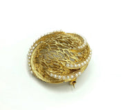 Gold Abstract Web Pearl BSK Vintage Brooch Pin - 24 Wishes Vintage Jewelry