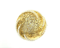 Gold Abstract Web Pearl BSK Vintage Brooch Pin - 24 Wishes Vintage Jewelry