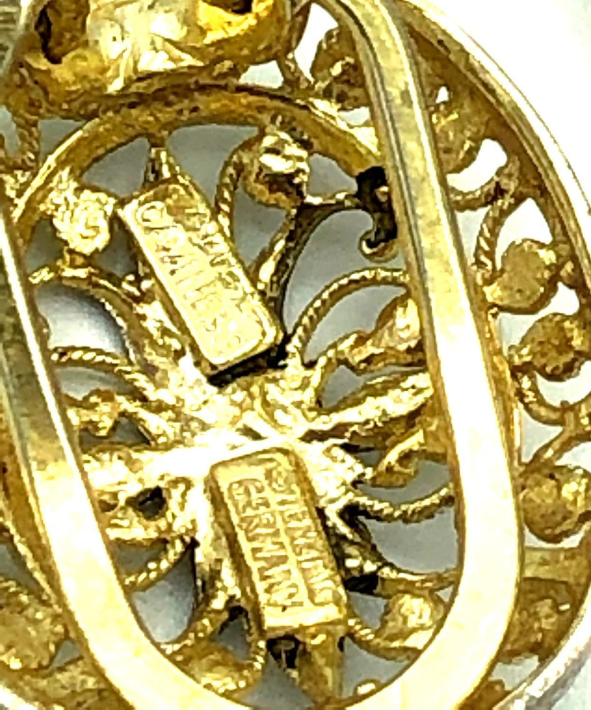 Gold Alice Caviness Filigree Marcasite Sterling Vintage Clip - On Earrings - 24 Wishes Vintage Jewelry