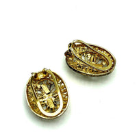 Gold Alice Caviness Filigree Marcasite Sterling Vintage Clip - On Earrings - 24 Wishes Vintage Jewelry