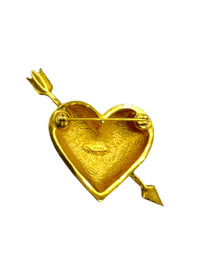 Gold Avon Victorian Revival Red Enamel Heart Brooch - 24 Wishes Vintage Jewelry