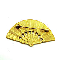 Gold Ben - Amun Vintage Asian Inspired Fan Brooch - 24 Wishes Vintage Jewelry