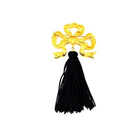 Gold Bow Ribbon & Black Tassel Vintage Brooch - 24 Wishes Vintage Jewelry