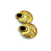 Gold Chunky Door Knocker Vintage Clip - On Earrings By Jacqueline Ferrar - 24 Wishes Vintage Jewelry