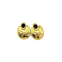 Gold Chunky Door Knocker Vintage Clip - On Earrings By Jacqueline Ferrar - 24 Wishes Vintage Jewelry