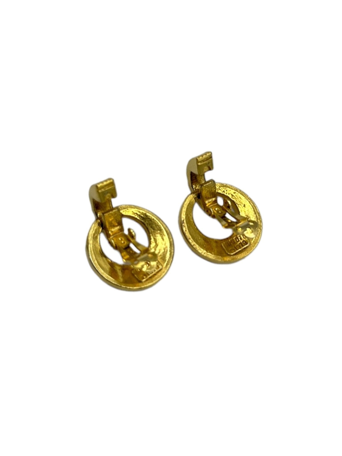 Gold Classic Door Knocker Hoop Clip - On Earrings by Mimi di N - 24 Wishes Vintage Jewelry