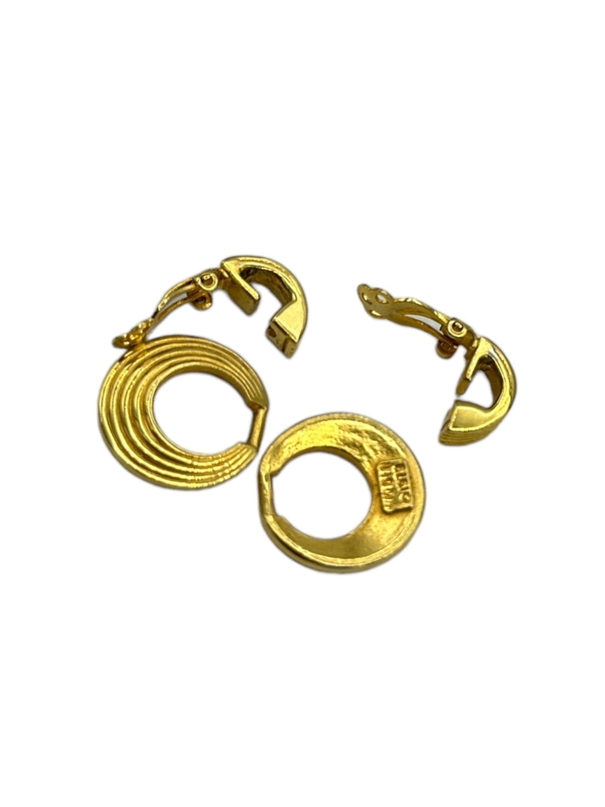 Gold Classic Door Knocker Hoop Clip - On Earrings by Mimi di N - 24 Wishes Vintage Jewelry