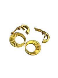 Gold Classic Door Knocker Hoop Clip - On Earrings by Mimi di N - 24 Wishes Vintage Jewelry