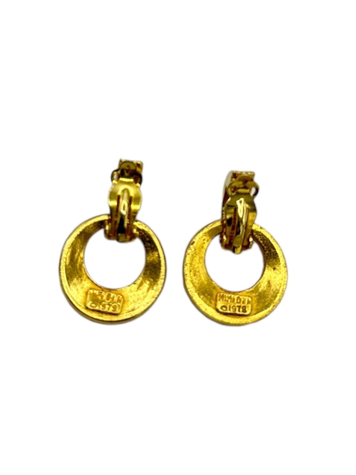 Gold Classic Door Knocker Hoop Clip - On Earrings by Mimi di N - 24 Wishes Vintage Jewelry