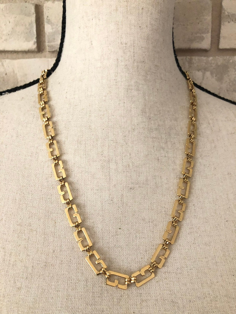 Gold Classic Givenchy Logo Long Chain Necklace - 24 Wishes Vintage Jewelry