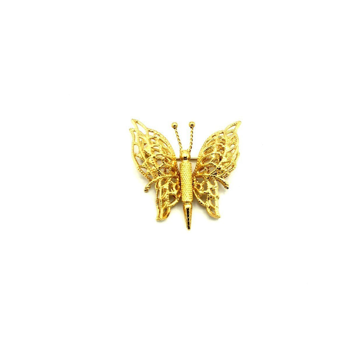 Gold Classic Monet Filigree Style Butterfly Vintage Brooch - 24 Wishes Vintage Jewelry