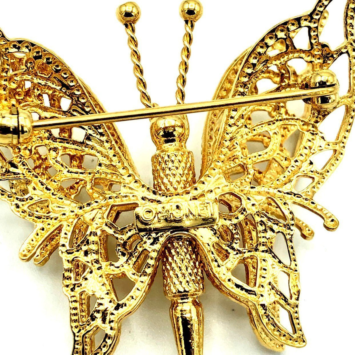 Gold Classic Monet Filigree Style Butterfly Vintage Brooch - 24 Wishes Vintage Jewelry