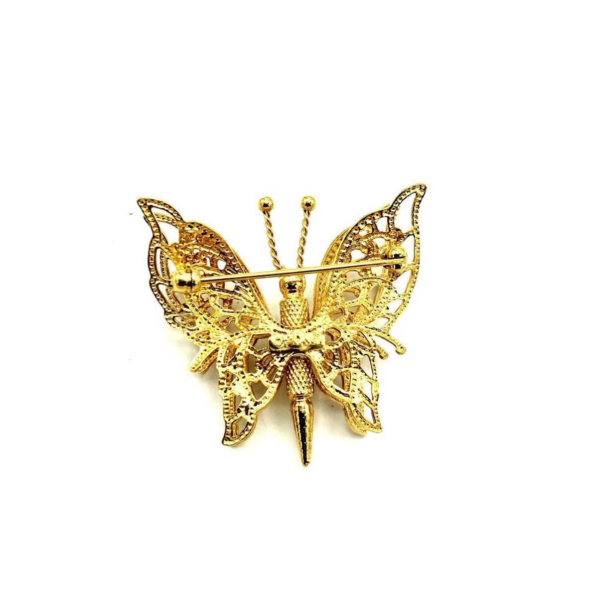 Gold Classic Monet Filigree Style Butterfly Vintage Brooch - 24 Wishes Vintage Jewelry