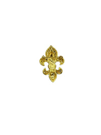 Gold Classic Pearl Purple & Green Rhinestone Fleur - De - Lis Brooch Pendant - 24 Wishes Vintage Jewelry