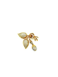 Gold Coro Pegasus Floral Diamante Rhinestone Vintage Brooch - 24 Wishes Vintage Jewelry