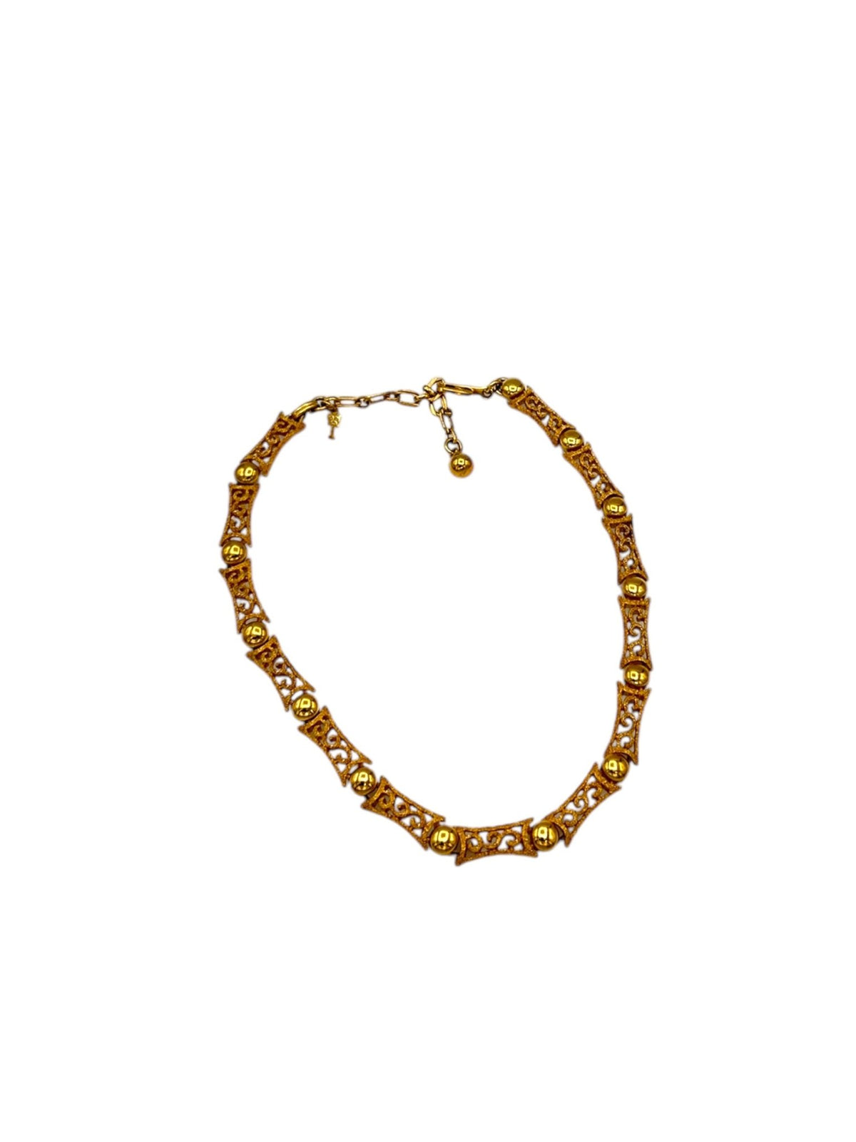 Gold Crown Trifari Vintage Filigree Style Choker Necklace - 24 Wishes Vintage Jewelry