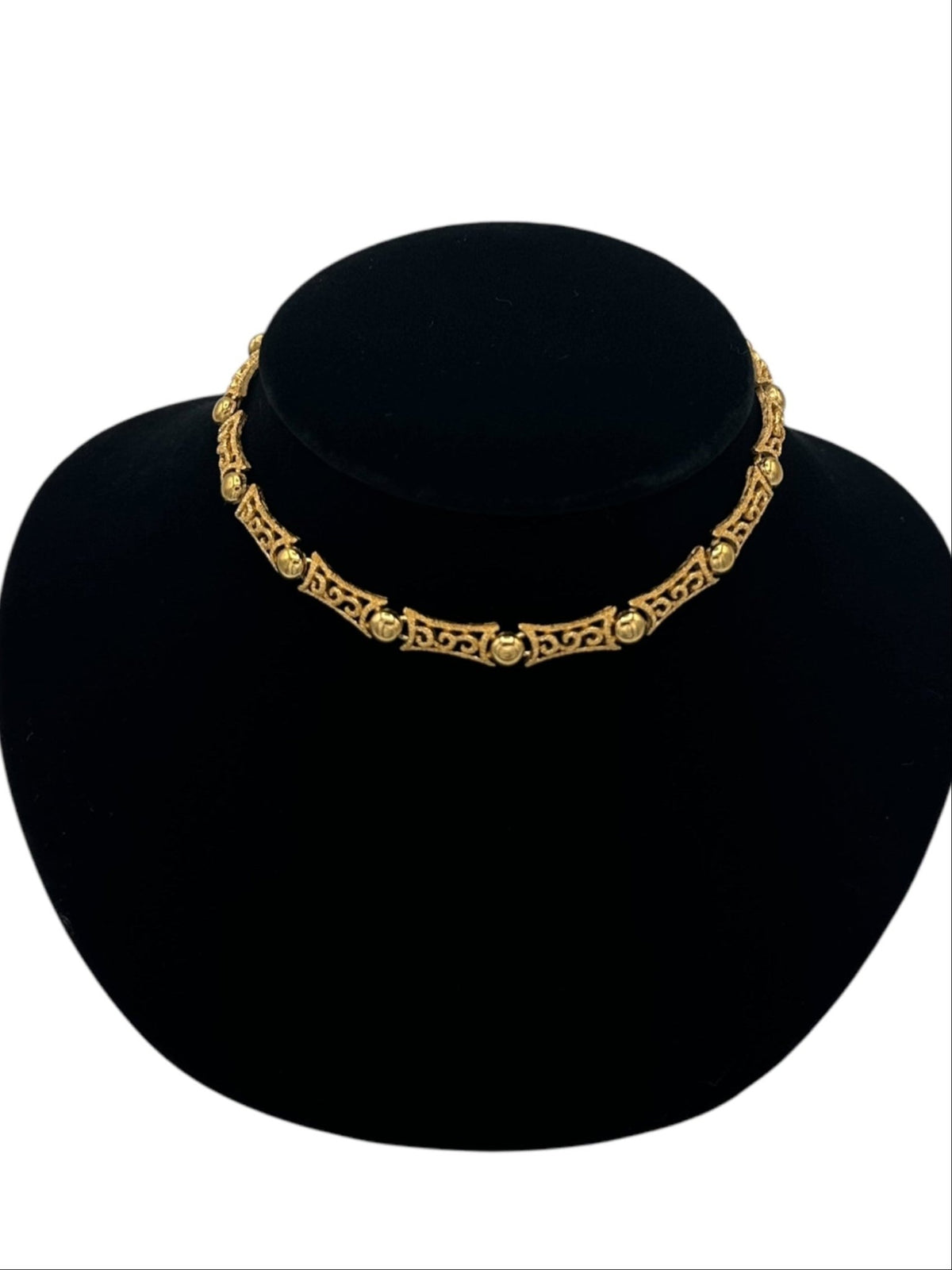 Gold Crown Trifari Vintage Filigree Style Choker Necklace - 24 Wishes Vintage Jewelry