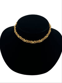 Gold Crown Trifari Vintage Filigree Style Choker Necklace - 24 Wishes Vintage Jewelry