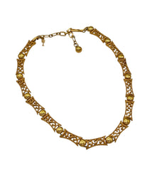 Gold Crown Trifari Vintage Filigree Style Choker Necklace - 24 Wishes Vintage Jewelry