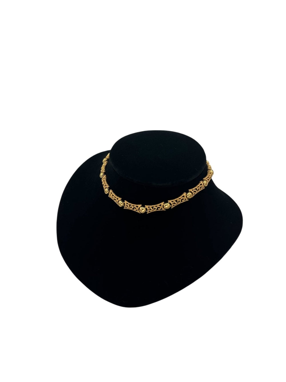 Gold Crown Trifari Vintage Filigree Style Choker Necklace - 24 Wishes Vintage Jewelry