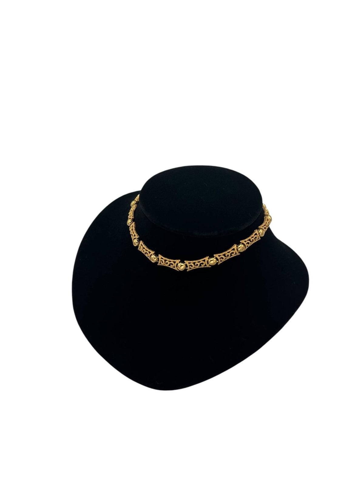 Gold Crown Trifari Vintage Filigree Style Choker Necklace - 24 Wishes Vintage Jewelry