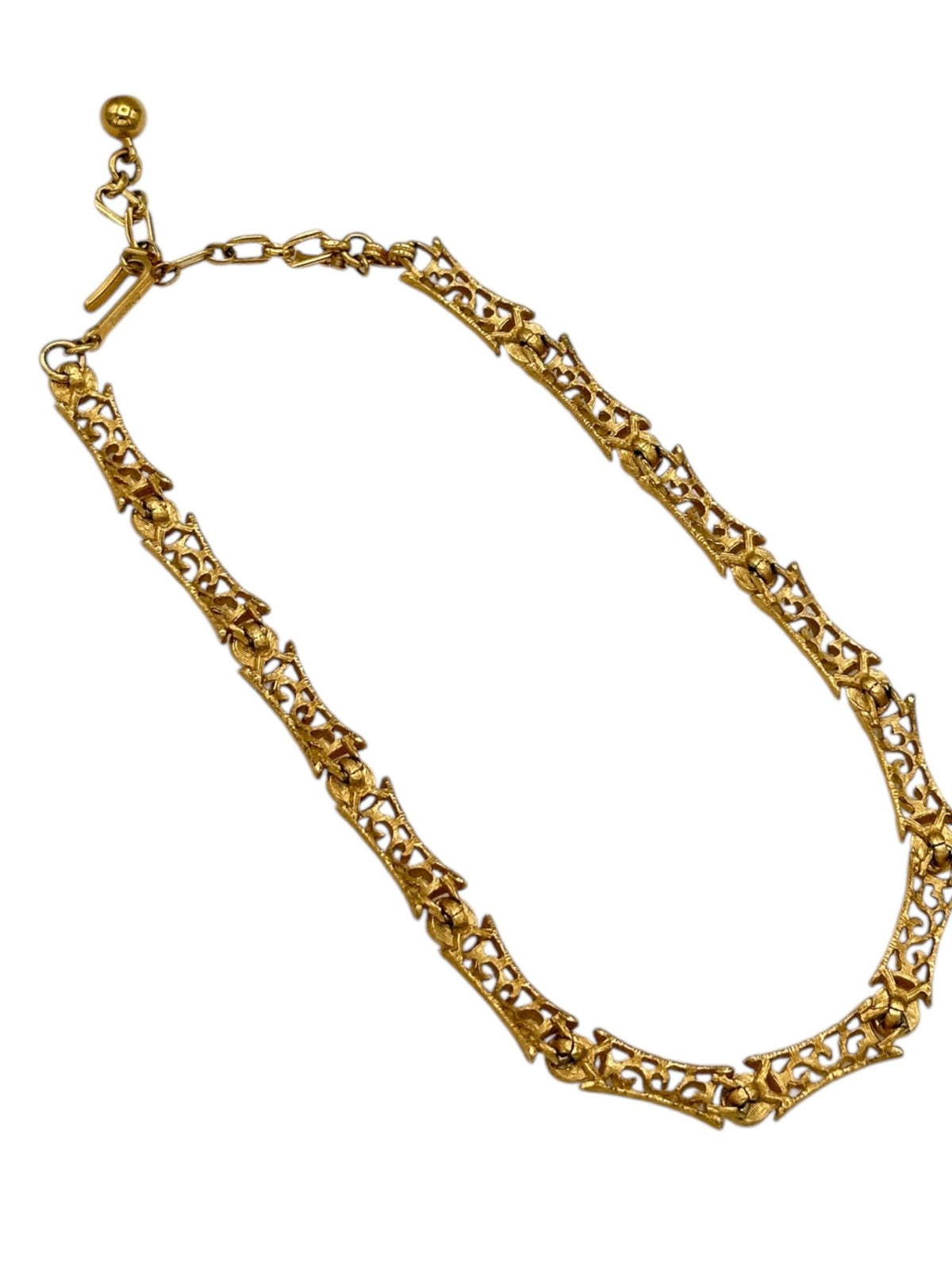 Gold Crown Trifari Vintage Filigree Style Choker Necklace - 24 Wishes Vintage Jewelry
