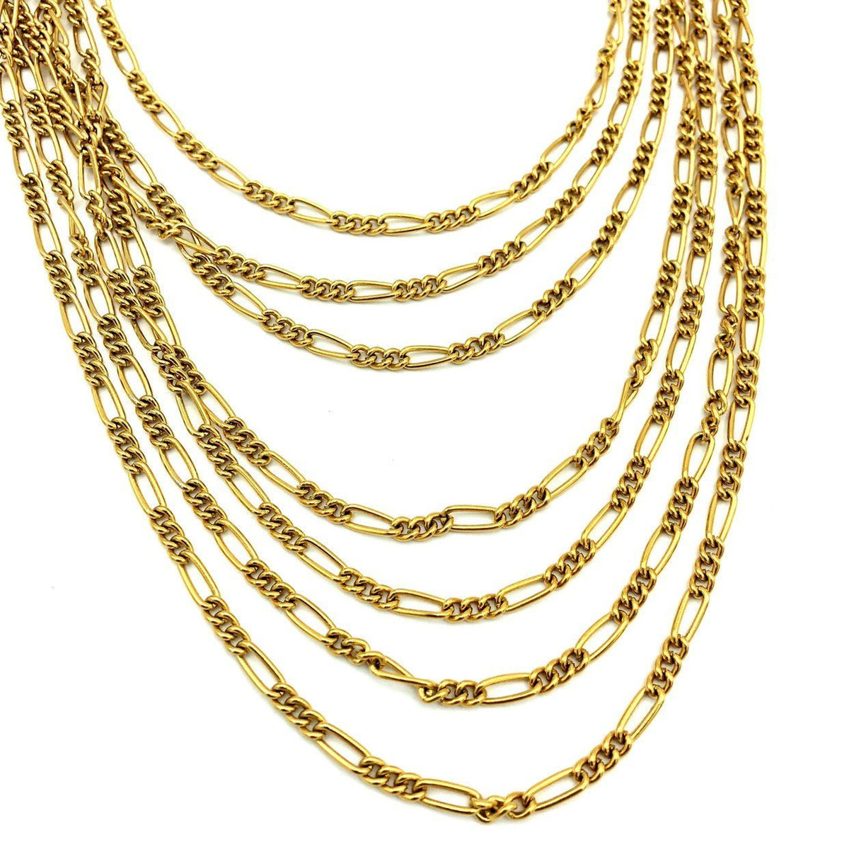 Gold Crown Trifari Vintage Layered Chain Necklace - 24 Wishes Vintage Jewelry