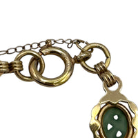 Gold - Filled Carved Faux Jade Oval Link Vintage Layering Chain Bracelet 24 Wishes Vintage Jewelry