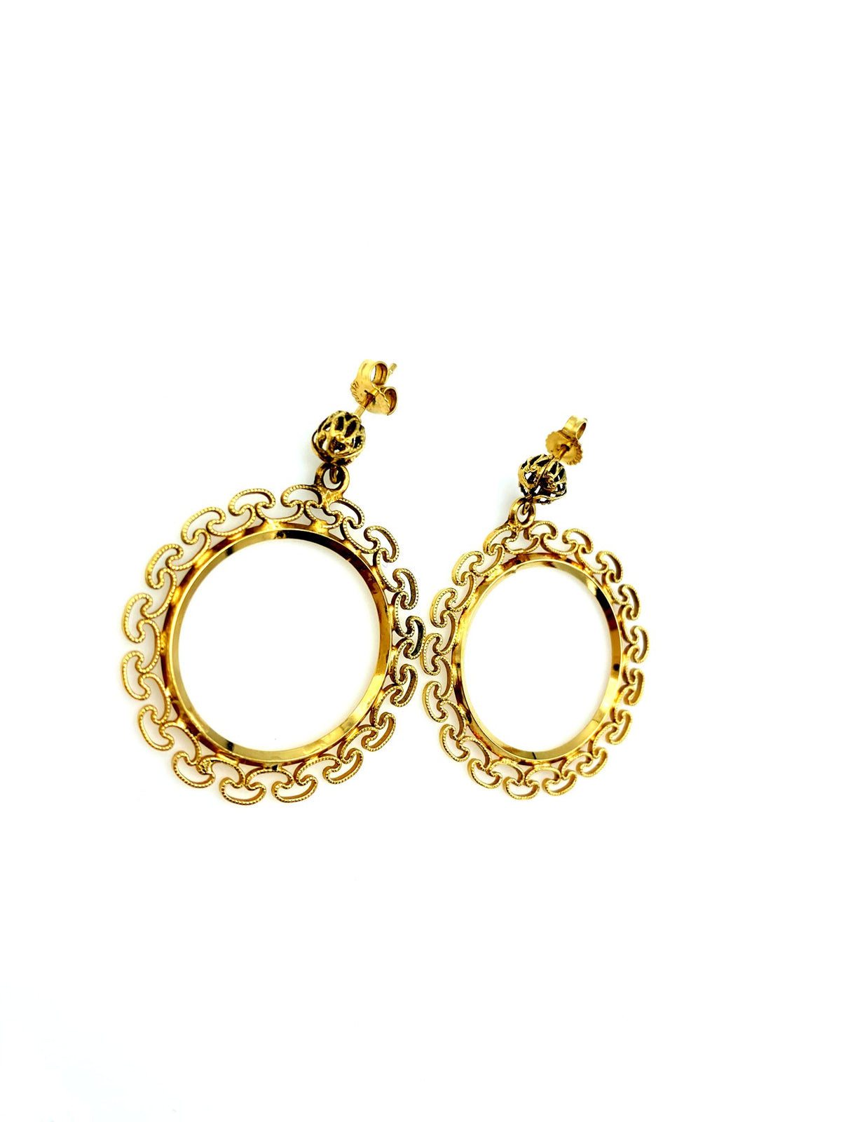 Gold Filled Filigree Circle Dangle Pierced Earrings - 24 Wishes Vintage Jewelry