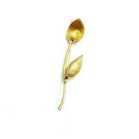 Gold Givenchy Long Stem Rose Vintage Brooch Pin - 24 Wishes Vintage Jewelry