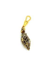 Gold & Green Rhinestone Victorian Revival Charm - 24 Wishes Vintage Jewelry