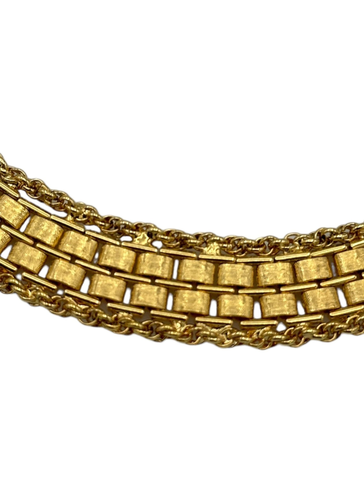 Gold Hobe Basketweave Chain Collar Necklace - 24 Wishes Vintage Jewelry