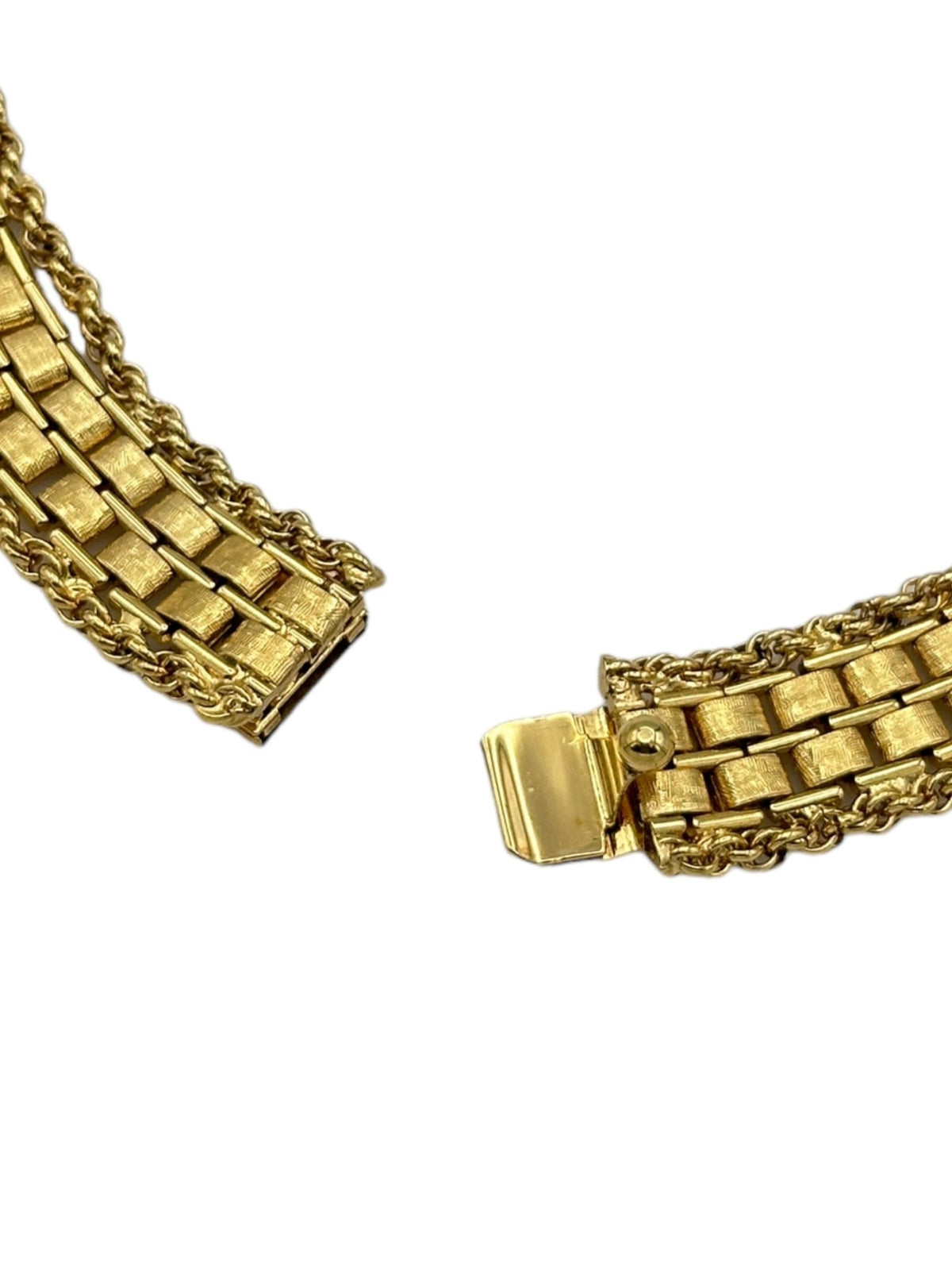 Gold Hobe Basketweave Chain Collar Necklace - 24 Wishes Vintage Jewelry