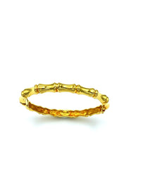 Gold Joan Rivers Thin Bamboo Vintage Hinged Bangle Bracelet - 24 Wishes Vintage Jewelry