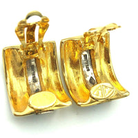 Gold Judith Jack Silver Marcasite Half Hoop Clip - On Vintage Earrings - 24 Wishes Vintage Jewelry