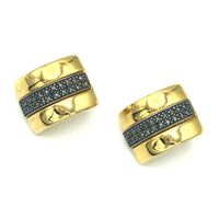Gold Judith Jack Silver Marcasite Half Hoop Clip - On Vintage Earrings - 24 Wishes Vintage Jewelry