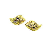 Gold Kenneth Jay Lane Conch Seashell Clip - On Earrings - 24 Wishes Vintage Jewelry