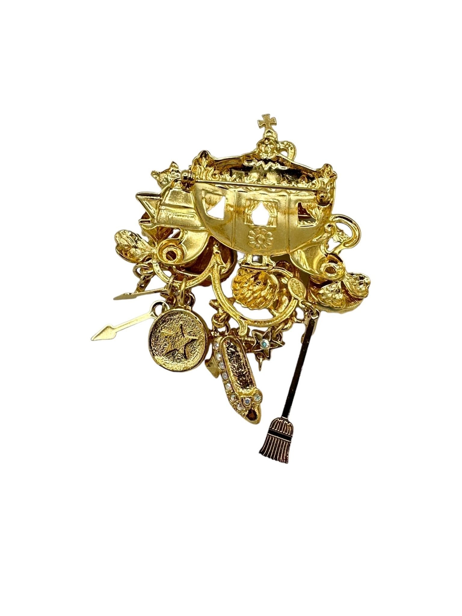 Gold Kirks Folly Cinderella Carriage Crystal Rhinestone