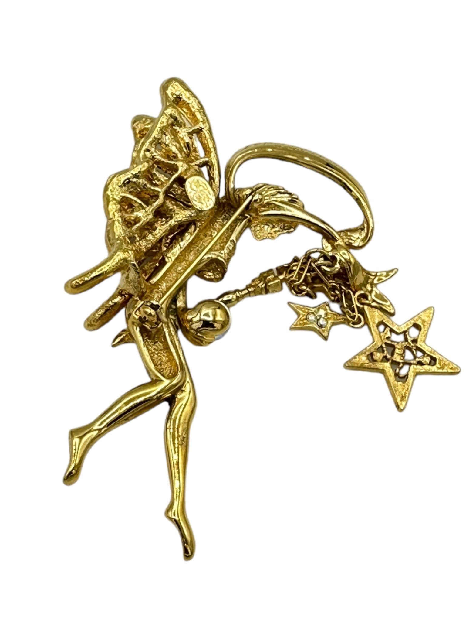 Kirks Folly Brooch Fairy Pixie Rhinestones top Stars 3D Crystals