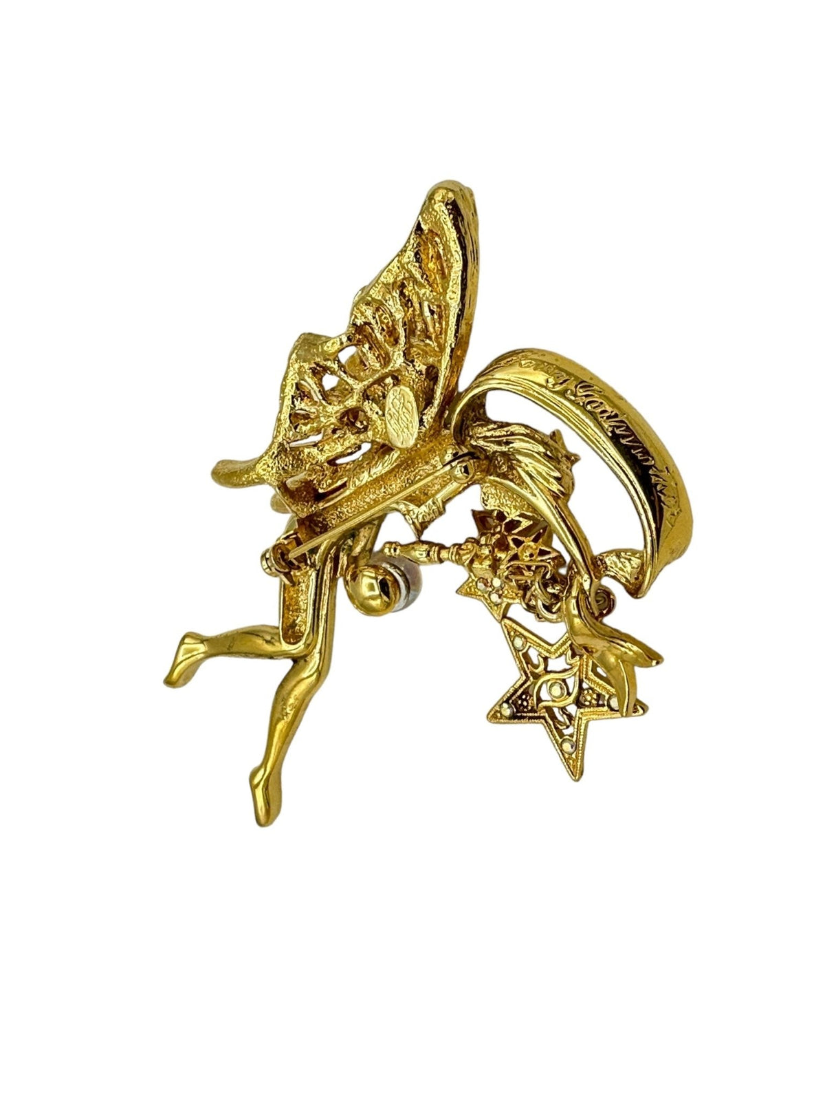 Gold Kirks Folly Large Fairy Godmother Charm AB Rhinestone Brooch - 24 Wishes Vintage Jewelry