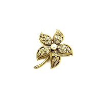 Gold Kramer Pearl & Rhinestones Vintage Flower Brooch - 24 Wishes Vintage Jewelry