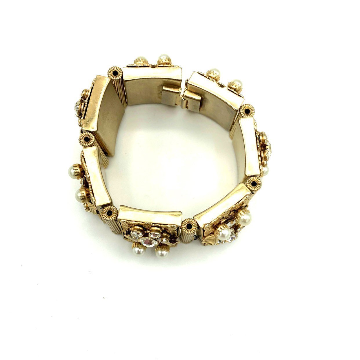 Vintage (1969) gold pearl and rhinestone bracelet store