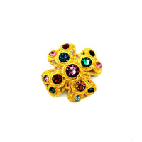 Gold Maltese Multi - Color Rhinestone Vintage Brooch - 24 Wishes Vintage Jewelry