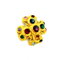 Gold Maltese Multi - Color Rhinestone Vintage Brooch - 24 Wishes Vintage Jewelry
